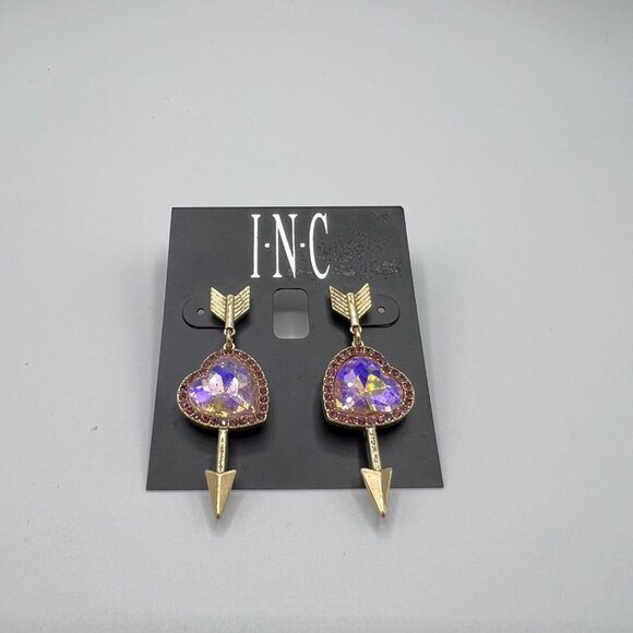 International Concepts Arrow Crystal Heart Halo Earrings in Gold MSRP $25 NWT - Picture 2 of 4